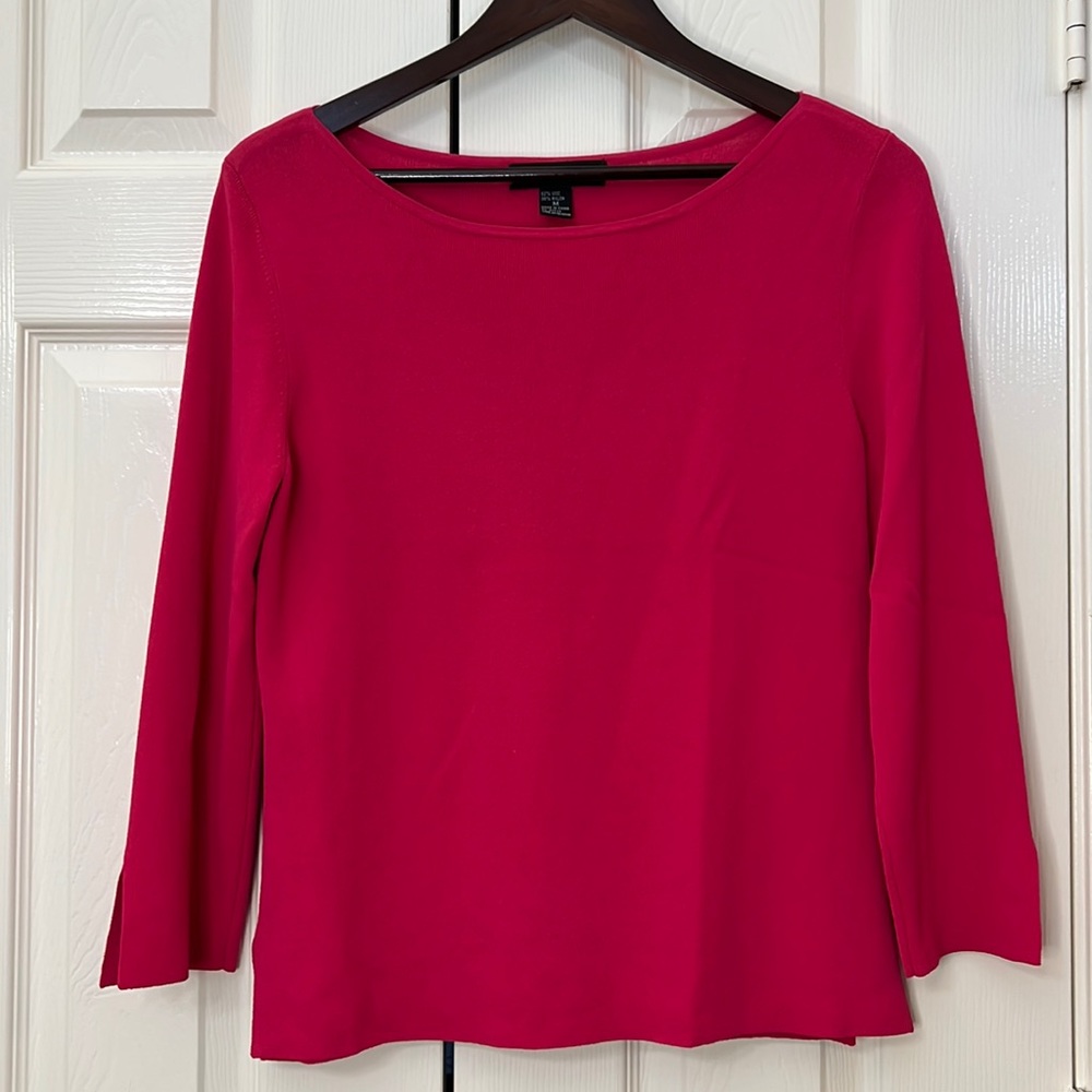 Cable & Gauge Pink Crew Neck Sweater 3/4 sleeve M